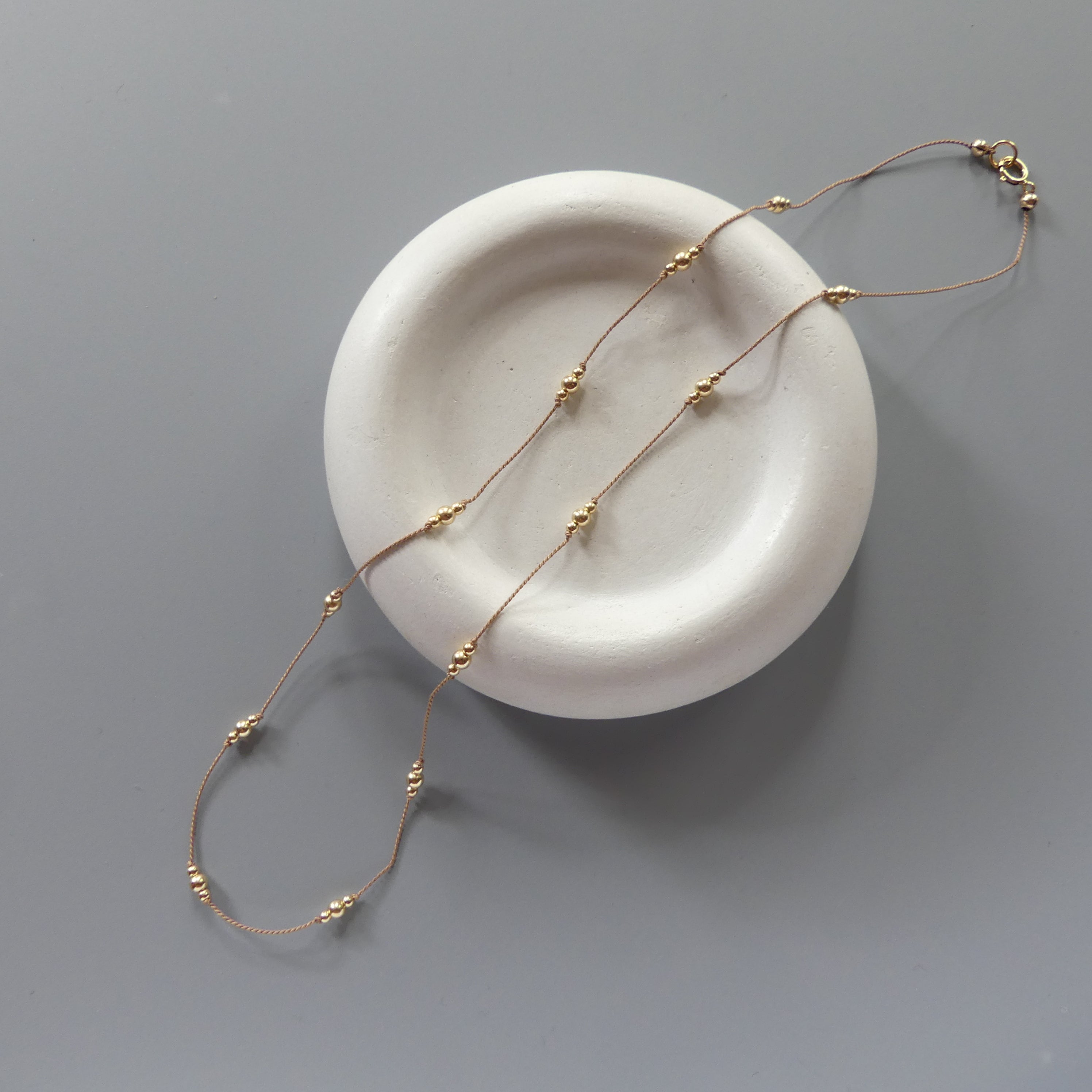 Dainty Silk Cord Necklace 14k Gold Filled Beads Floating Choker Sterling Silver Beads Necklace Delicate Minimalist Jewelry Gift for Women