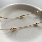 Dainty Silk Cord Necklace 14k Gold Filled Beads Floating Choker Sterling Silver Beads Necklace Delicate Minimalist Jewelry Gift for Women