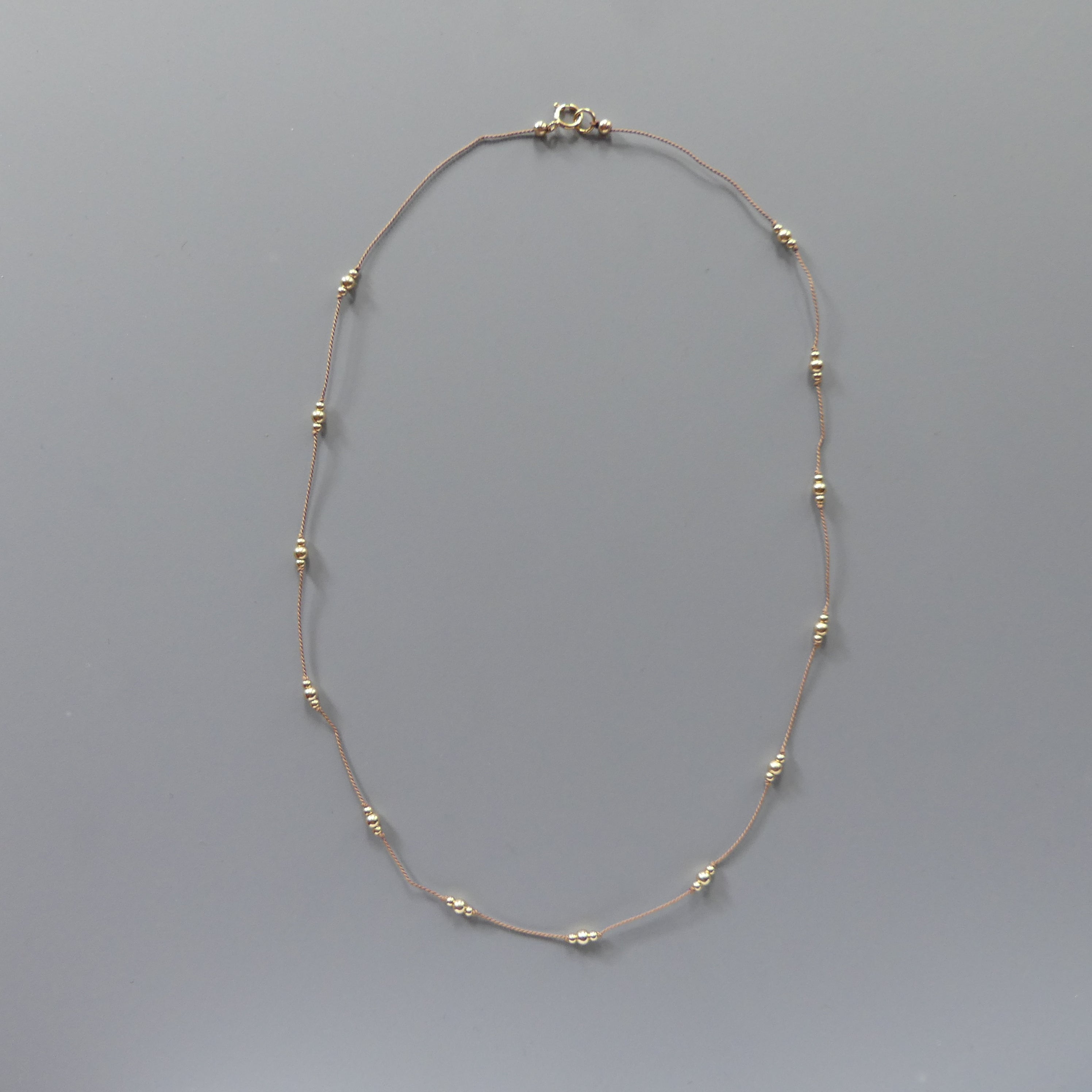 Dainty Silk Cord Necklace 14k Gold Filled Beads Floating Choker Sterling Silver Beads Necklace Delicate Minimalist Jewelry Gift for Women