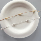 Dainty Silk Cord Necklace 14k Gold Filled Beads Floating Choker Sterling Silver Beads Necklace Delicate Minimalist Jewelry Gift for Women