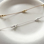 Dainty Silk Cord Necklace 14k Gold Filled Beads Floating Choker Sterling Silver Beads Necklace Delicate Minimalist Jewelry Gift for Women