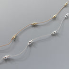 Dainty Silk Cord Necklace 14k Gold Filled Beads Floating Choker Sterling Silver Beads Necklace Delicate Minimalist Jewelry Gift for Women