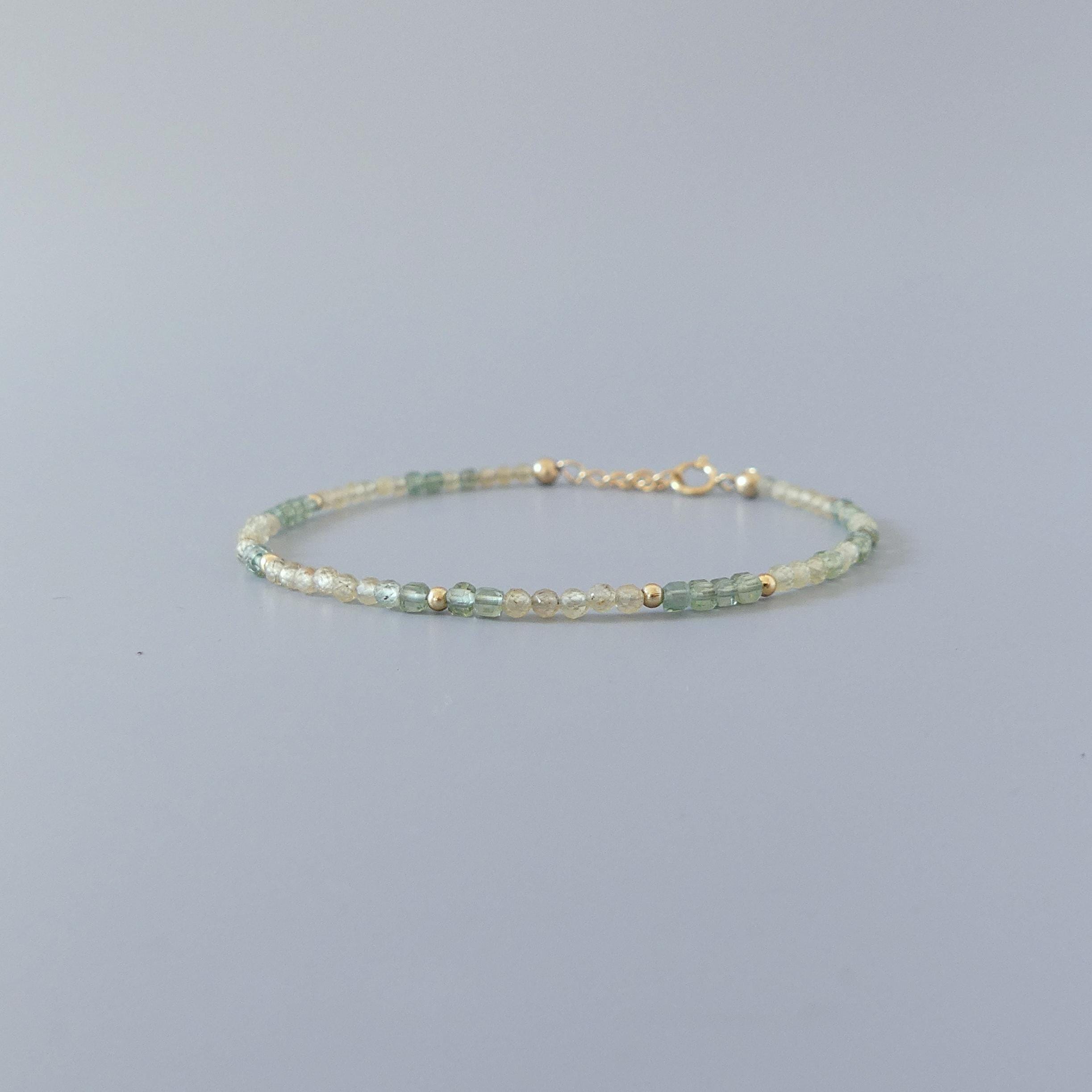 Tiny Apatite Bracelet Dainty Yellow Green Gemstone Beaded Bracelet Pastel Crystal Jewelry Minimalist Stacking Jewelry Gift Bridesmaid