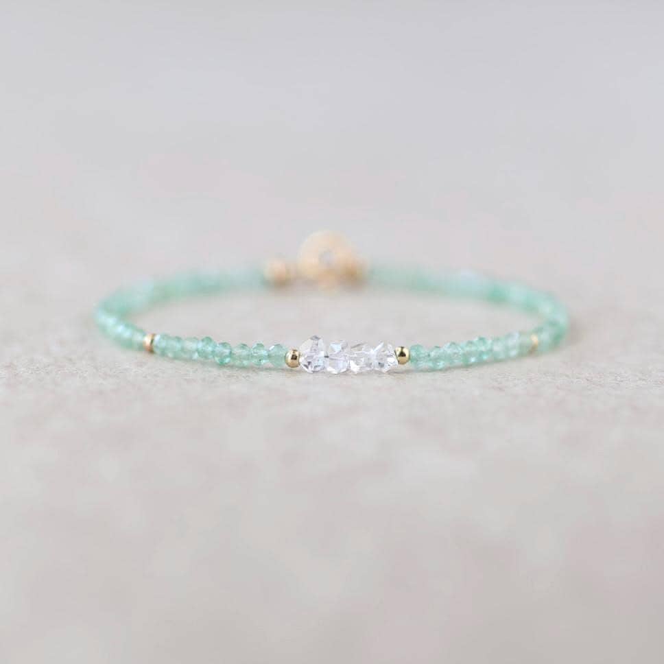 Dainty Green Aventurine and Herkimer Diamond Bracelet