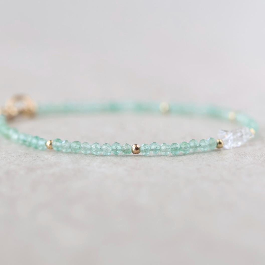 Dainty Green Aventurine and Herkimer Diamond Bracelet