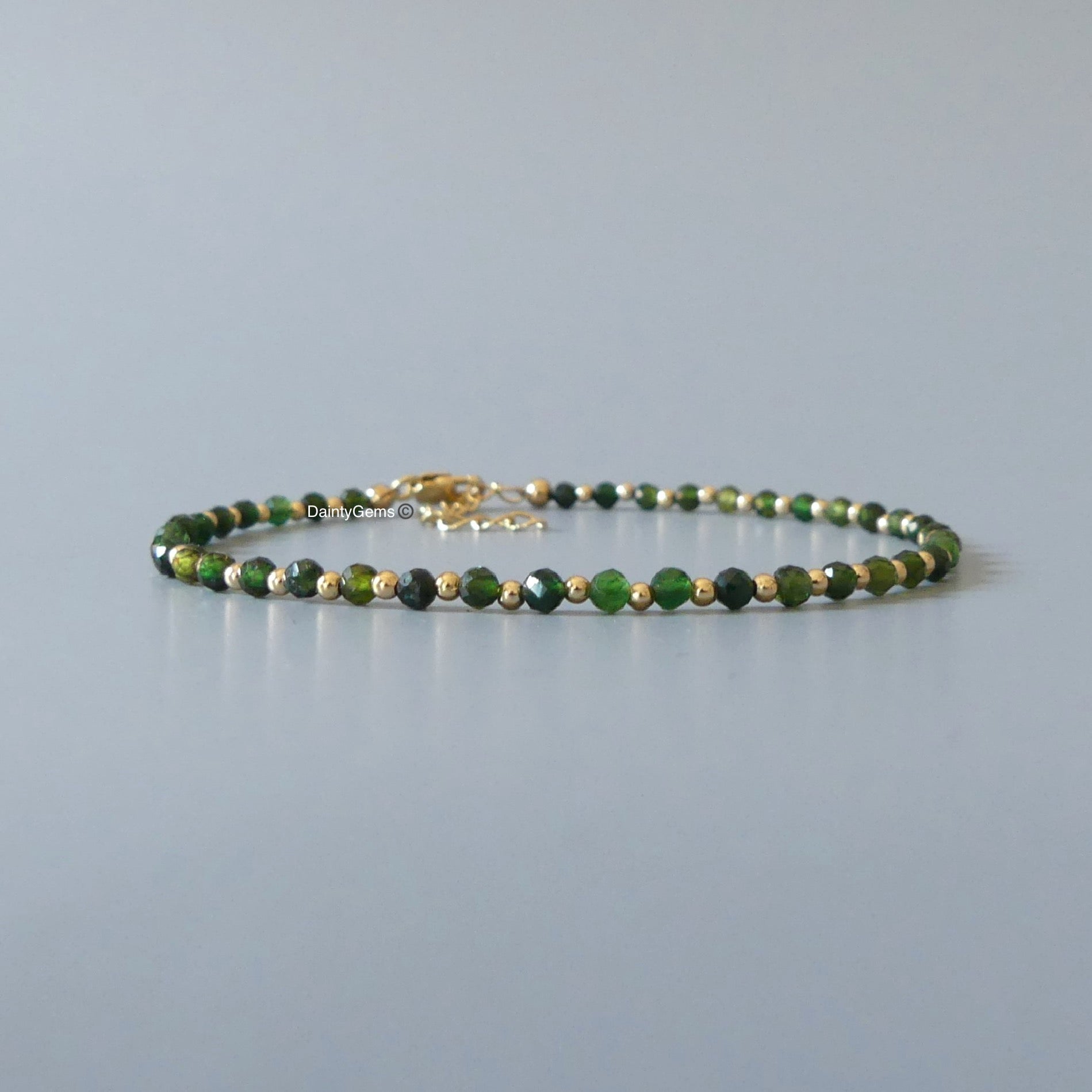 skinny green tourmaline beaded bracelet