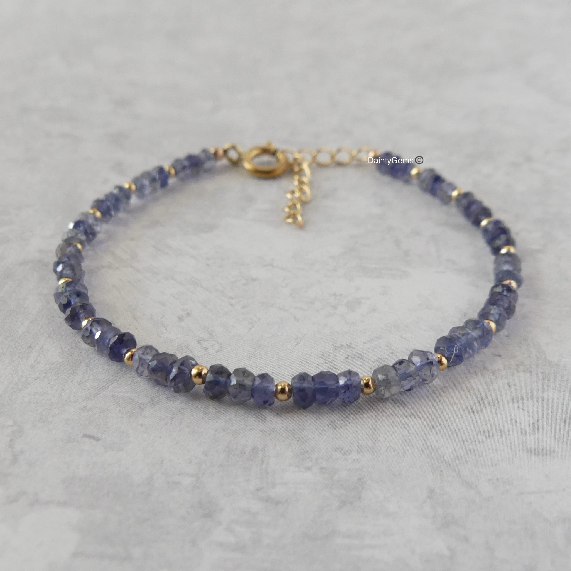 Iolite dainty bracelet, delicate jewelry, September birthstone bracelet gift