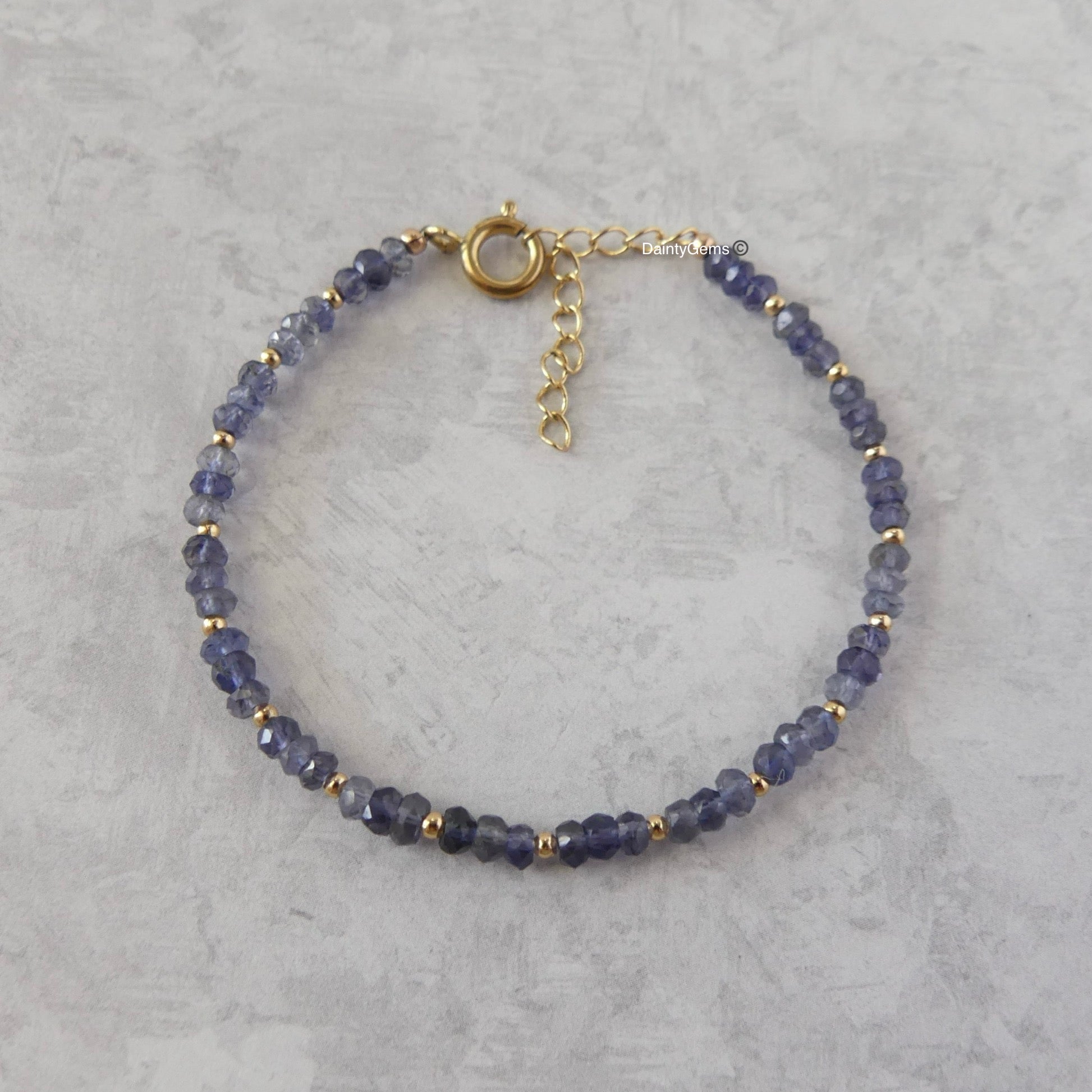 Iolite dainty bracelet, delicate jewelry, September birthstone bracelet gift