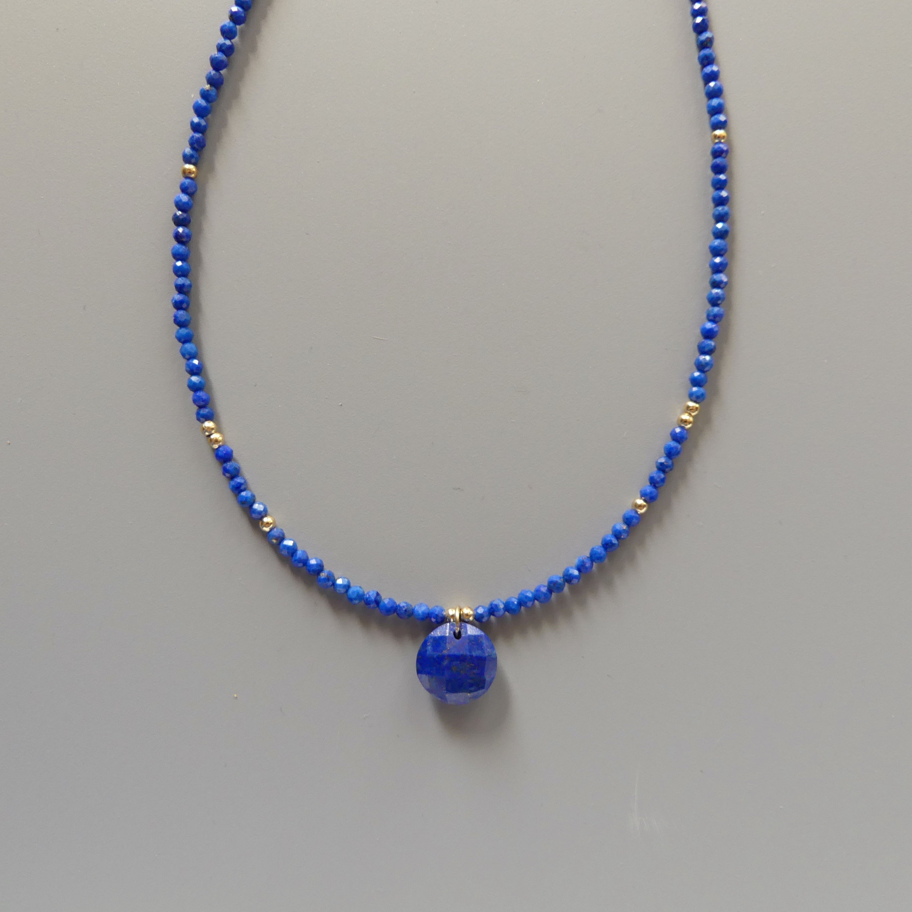 Tiny Lapis Beaded Necklace Layering Dainty Lapis Choker Minimalist Jewelry Gold Filled Birthday Gift For Women September Birthstone