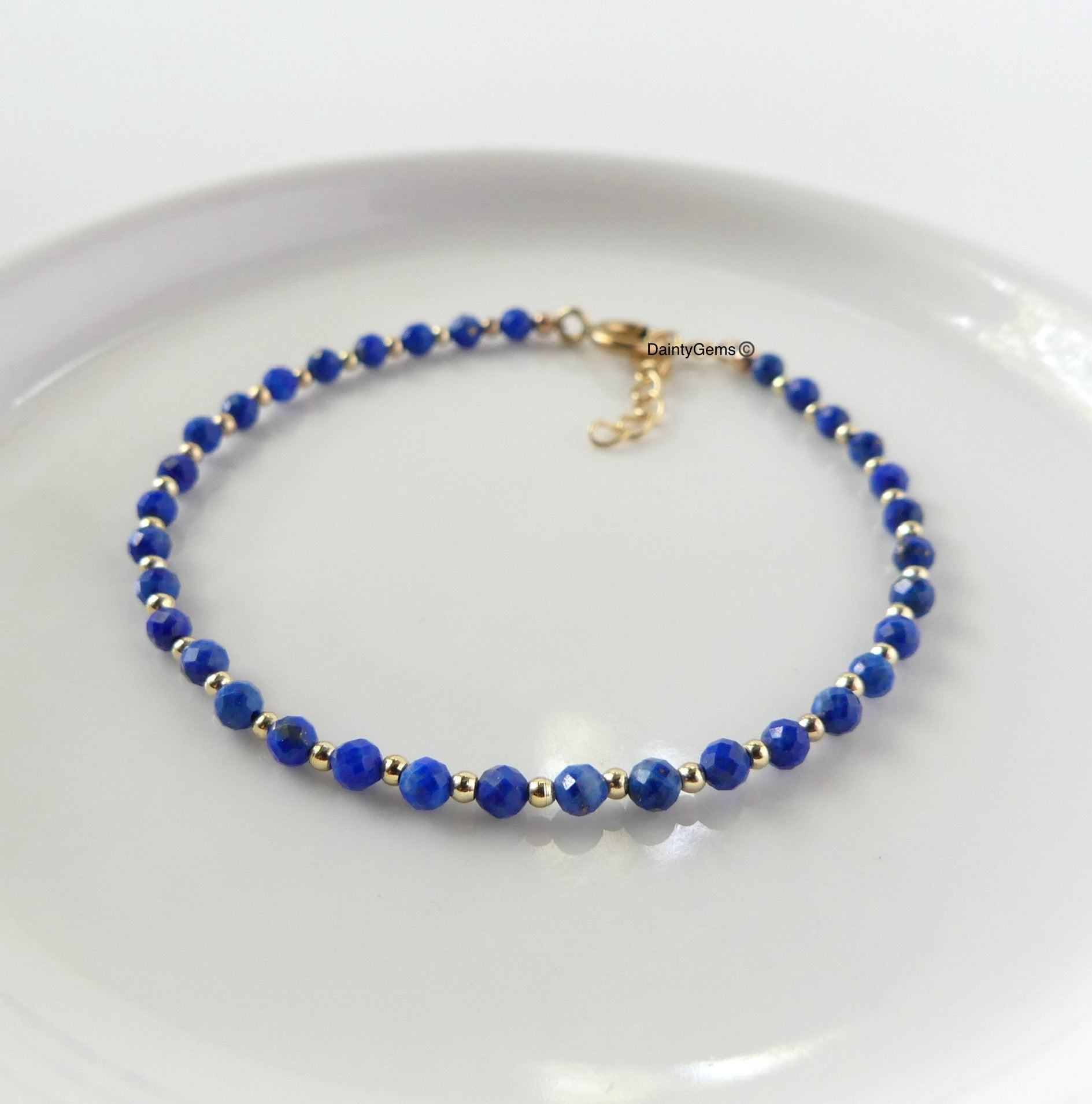 skinny lapis lazuli beaded bracelet