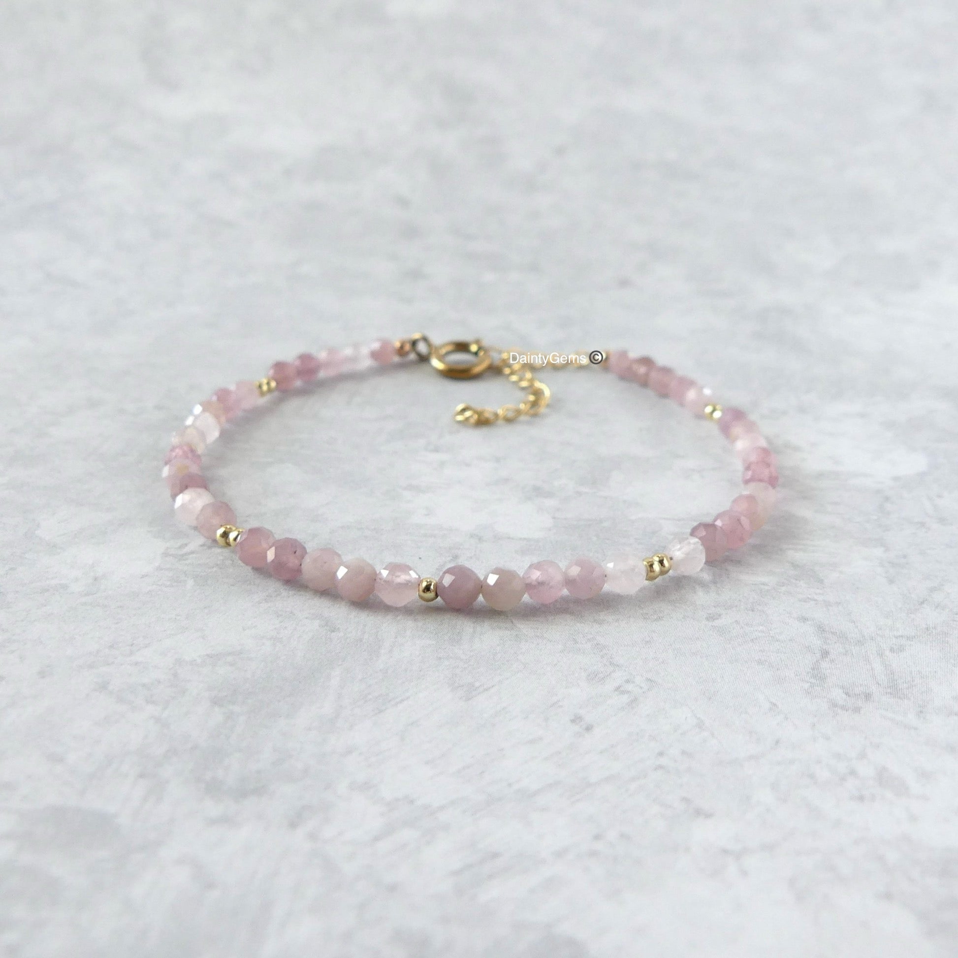 Dainty Madagascar rose quartz bracelet unique meaningful jewelry gift for minimalist