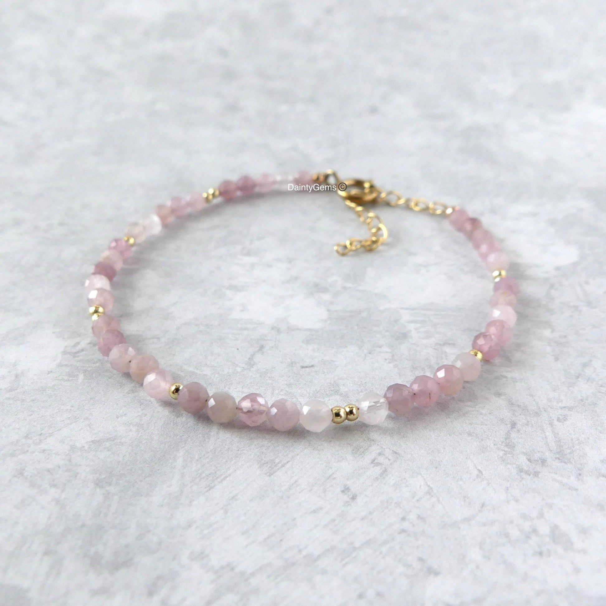 Dainty Madagascar rose quartz bracelet unique meaningful jewelry gift for minimalist