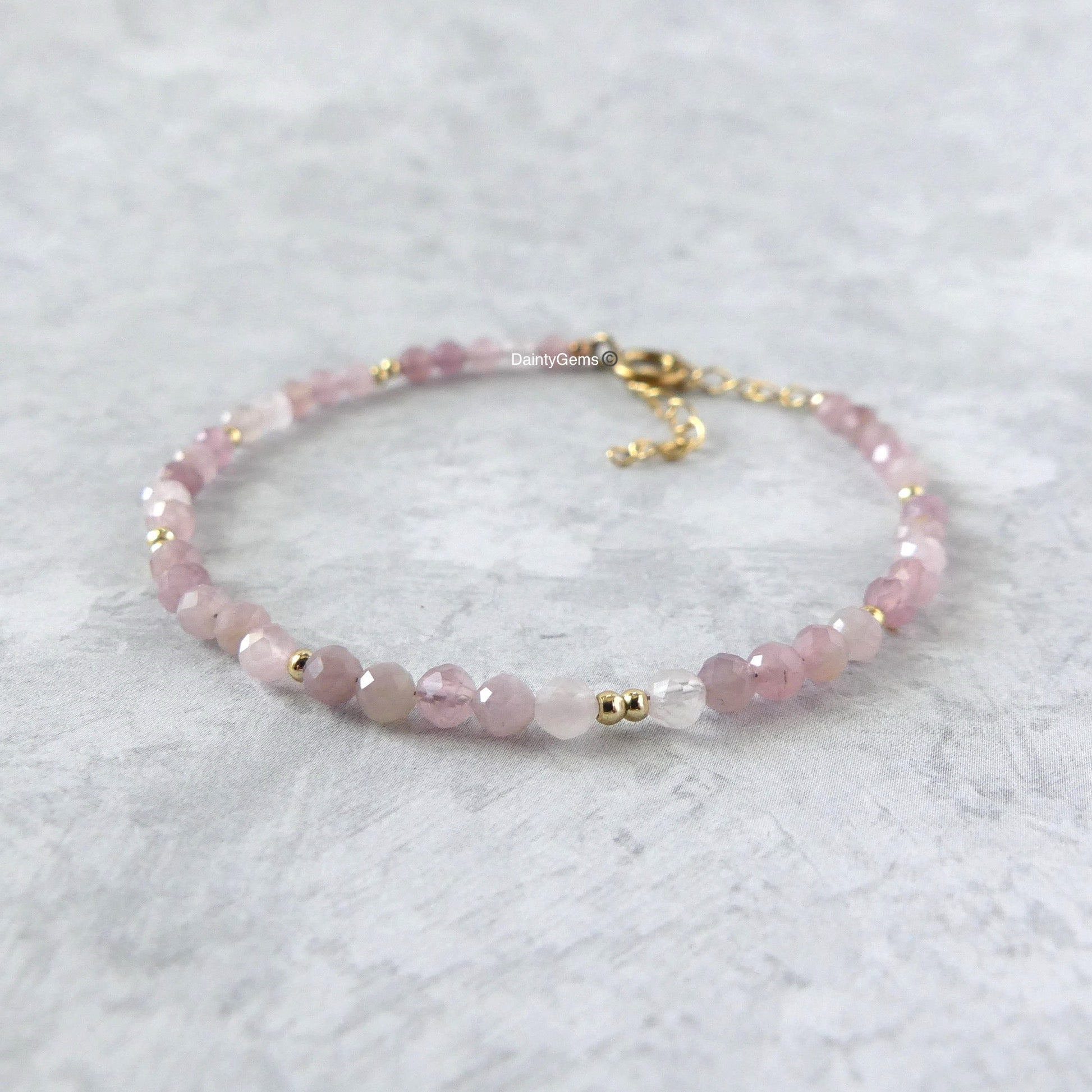 Dainty Madagascar rose quartz bracelet unique meaningful jewelry gift for minimalist