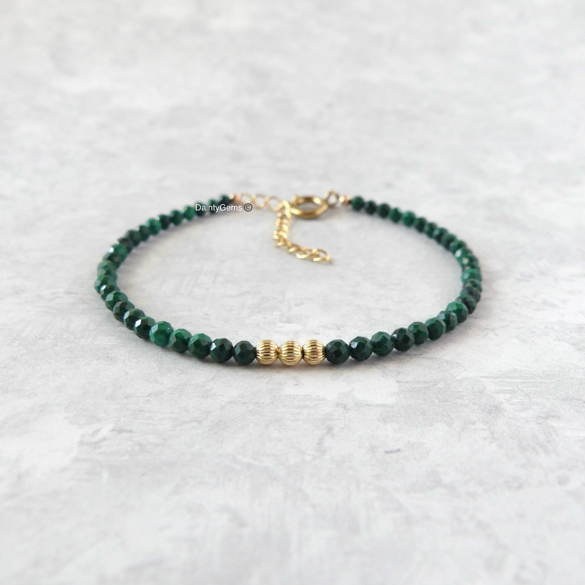 dainty malachite bracelet alternative May birthstone jewelry meaningful gift