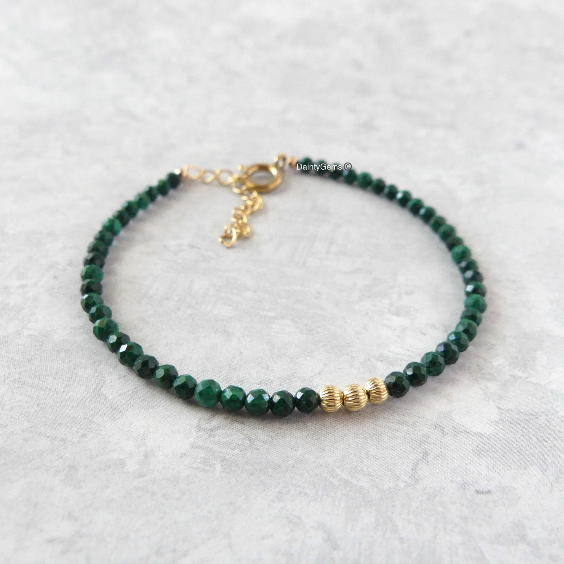 dainty malachite bracelet alternative May birthstone jewelry meaningful gift