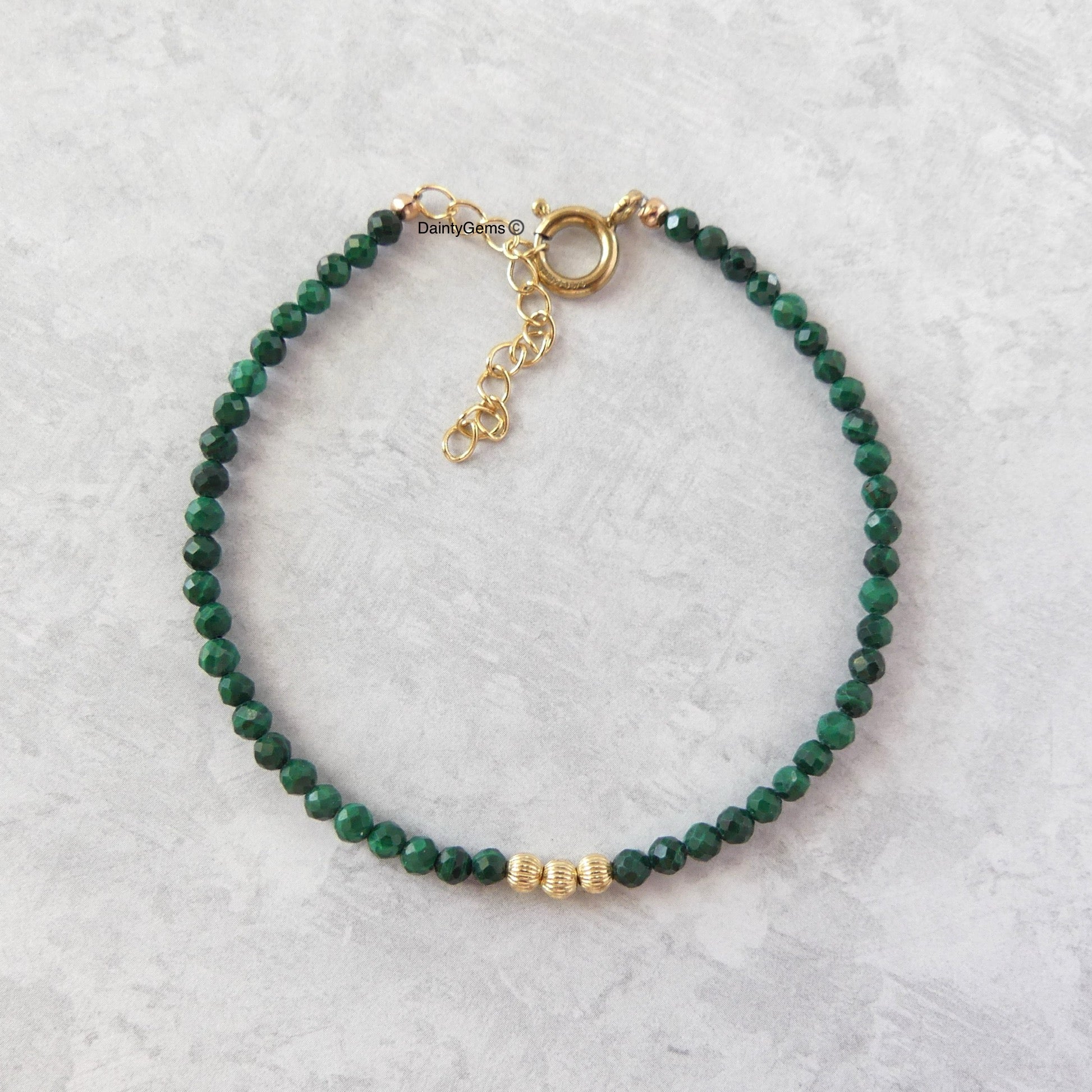 dainty malachite bracelet alternative May birthstone jewelry meaningful gift