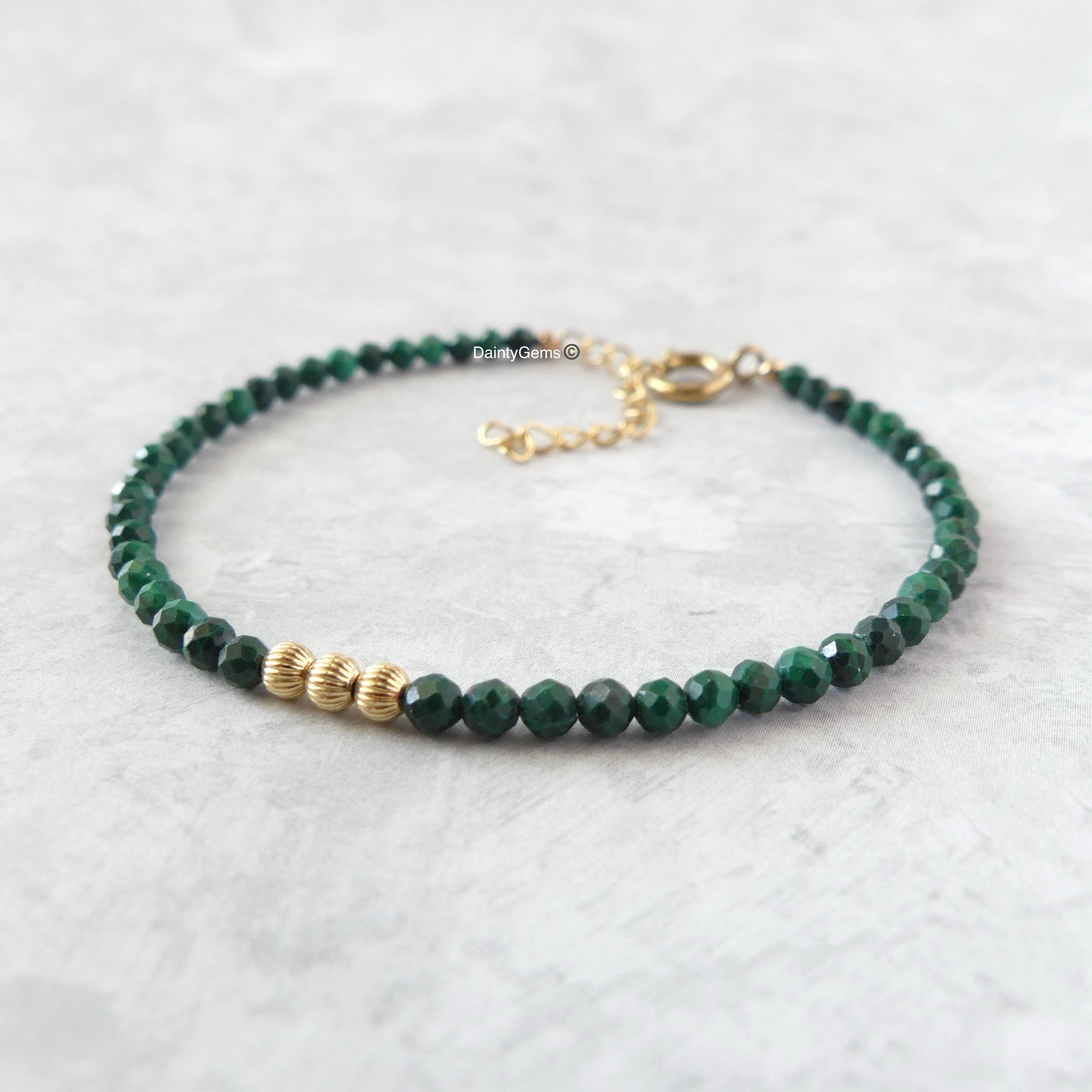 dainty malachite bracelet alternative May birthstone jewelry meaningful gift