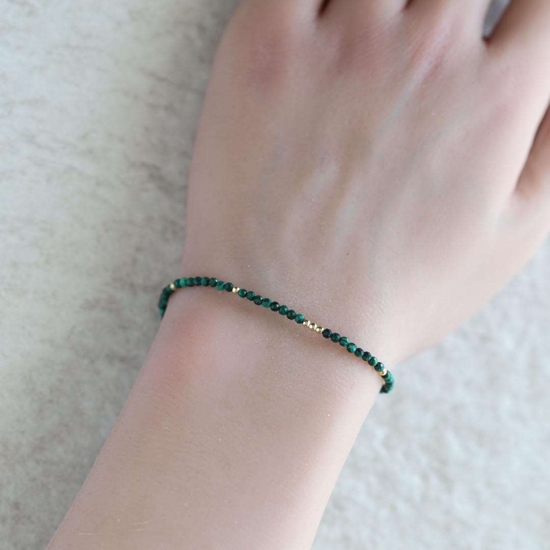 Tiny Malachite Bracelet Dainty Green Gemstone Beaded Jewelry Minimalist Bracelet Chic Everyday Jewelry Stacking Gift for Women Bridesmaids