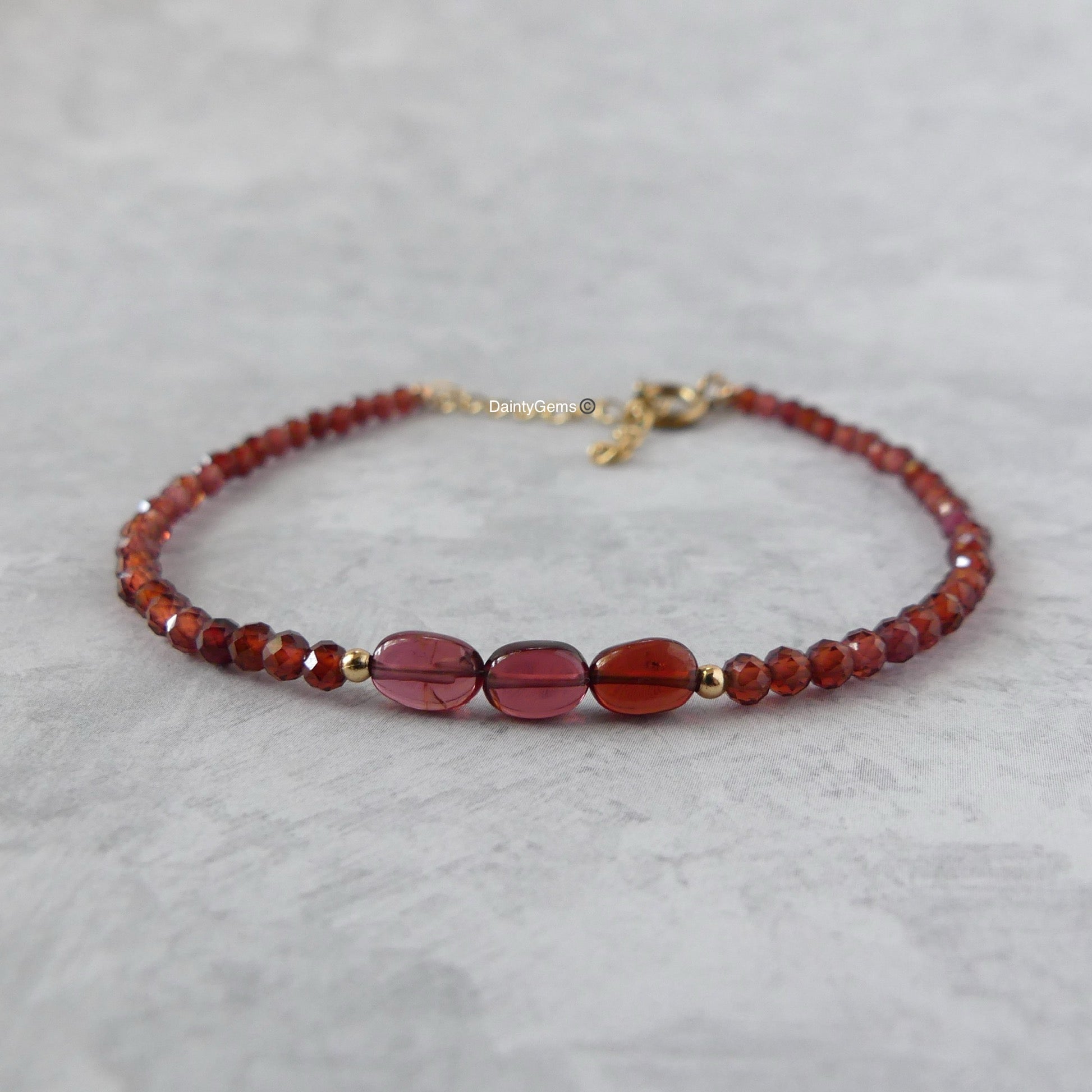 dainty garnet bracelet mini delicate bracelet minimalist jewelry witchy bracelet whimsy goth gift