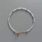 Tiny Moonstone Bracelet Dainty Malaya Pink Garnet Gemstone Beaded Jewelry Minimalist Gold Filled Bracelet for Women Mom Wife Bridesmaid Gift