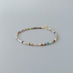 Tiny Colorful Bracelet Dainty Rainbow Bracelet Gold Filled Stacking Multi Gemstone Bead Bracelet Minimalist Birthday Gift Teen Girl Women