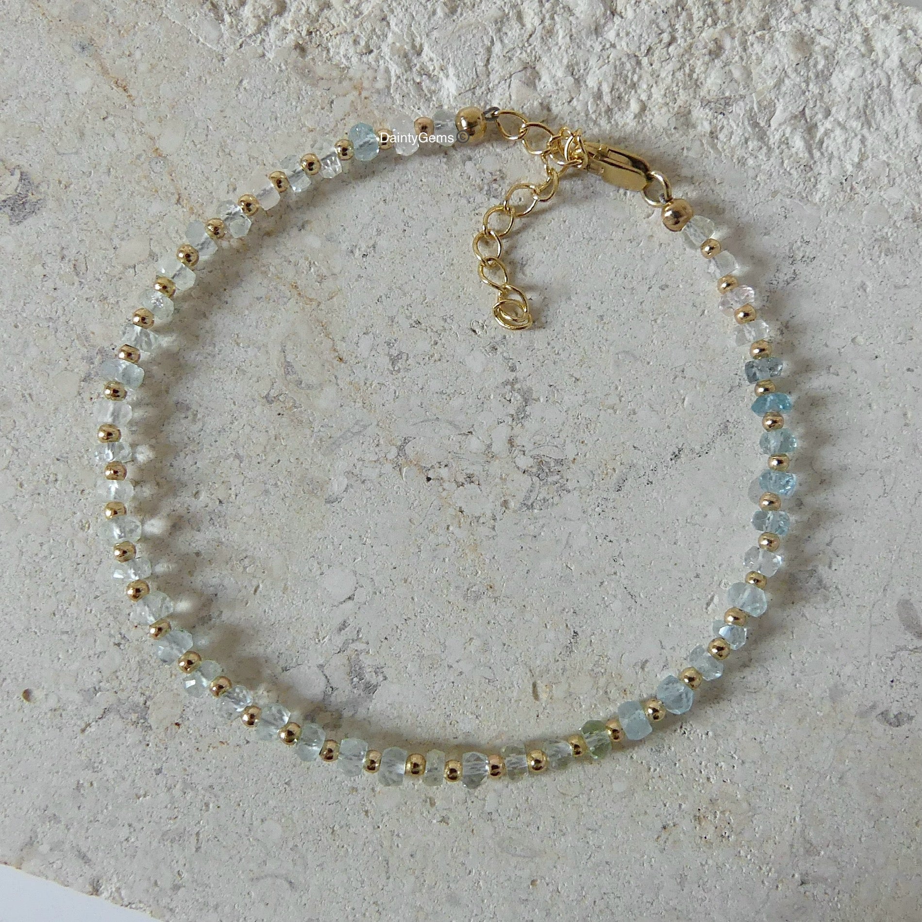 multi color aquamarine bracelet dainty March birthstone gift