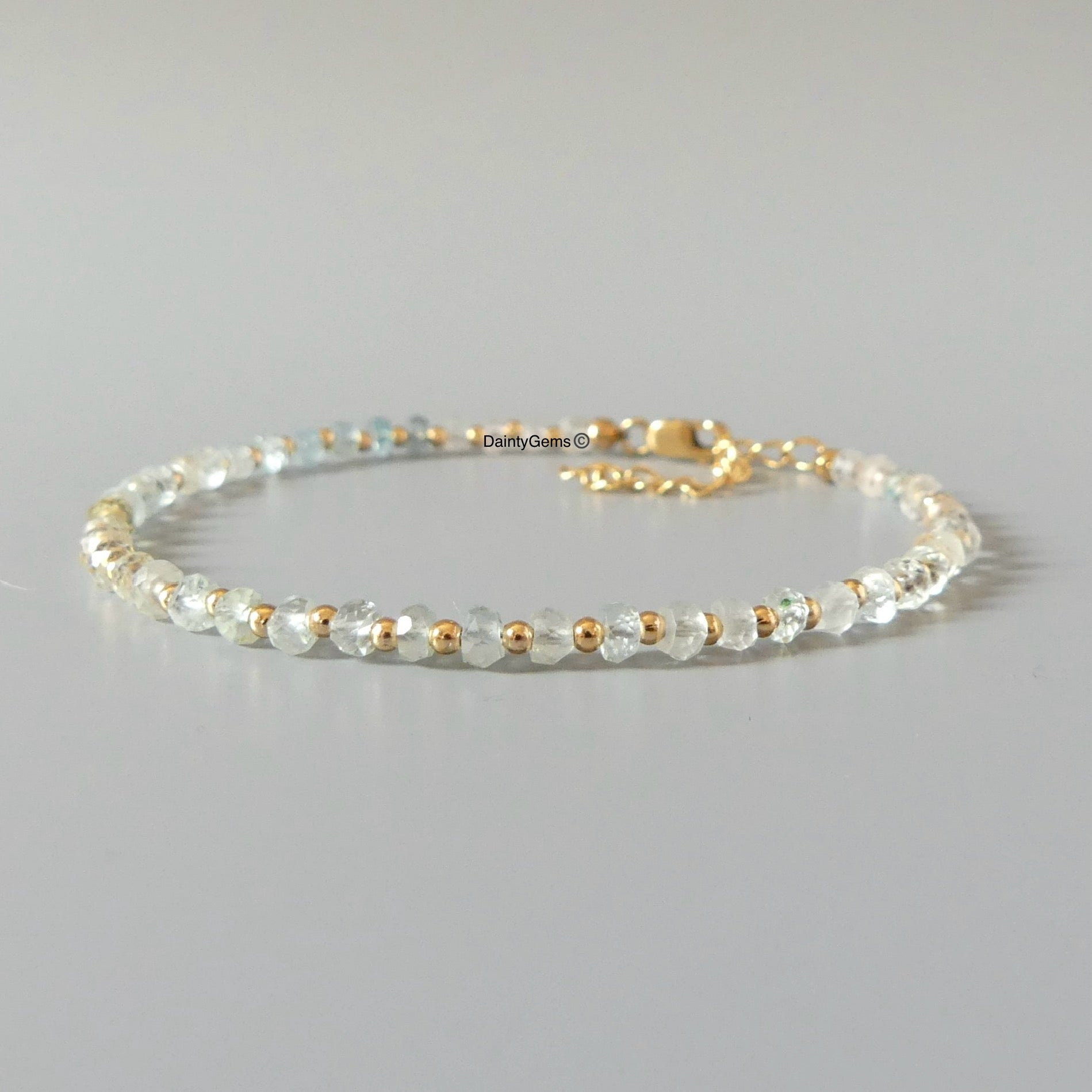 dainty multiple aquamarine beaded bracelet