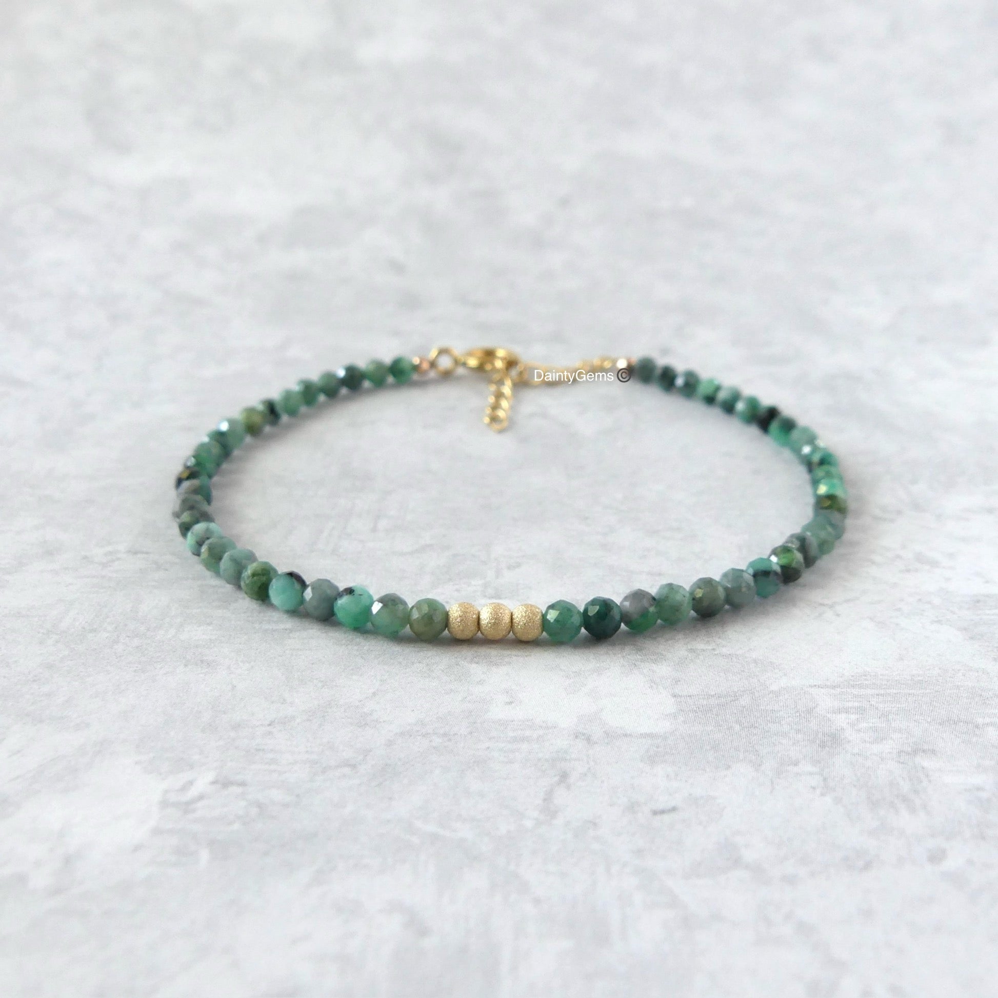 dainty raw emerald bracelet May birthstone meaningful jewelry gift unique handcrafted