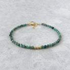 dainty raw emerald bracelet May birthstone meaningful jewelry gift unique handcrafted