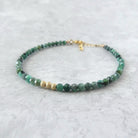 dainty raw emerald bracelet May birthstone meaningful jewelry gift unique handcrafted