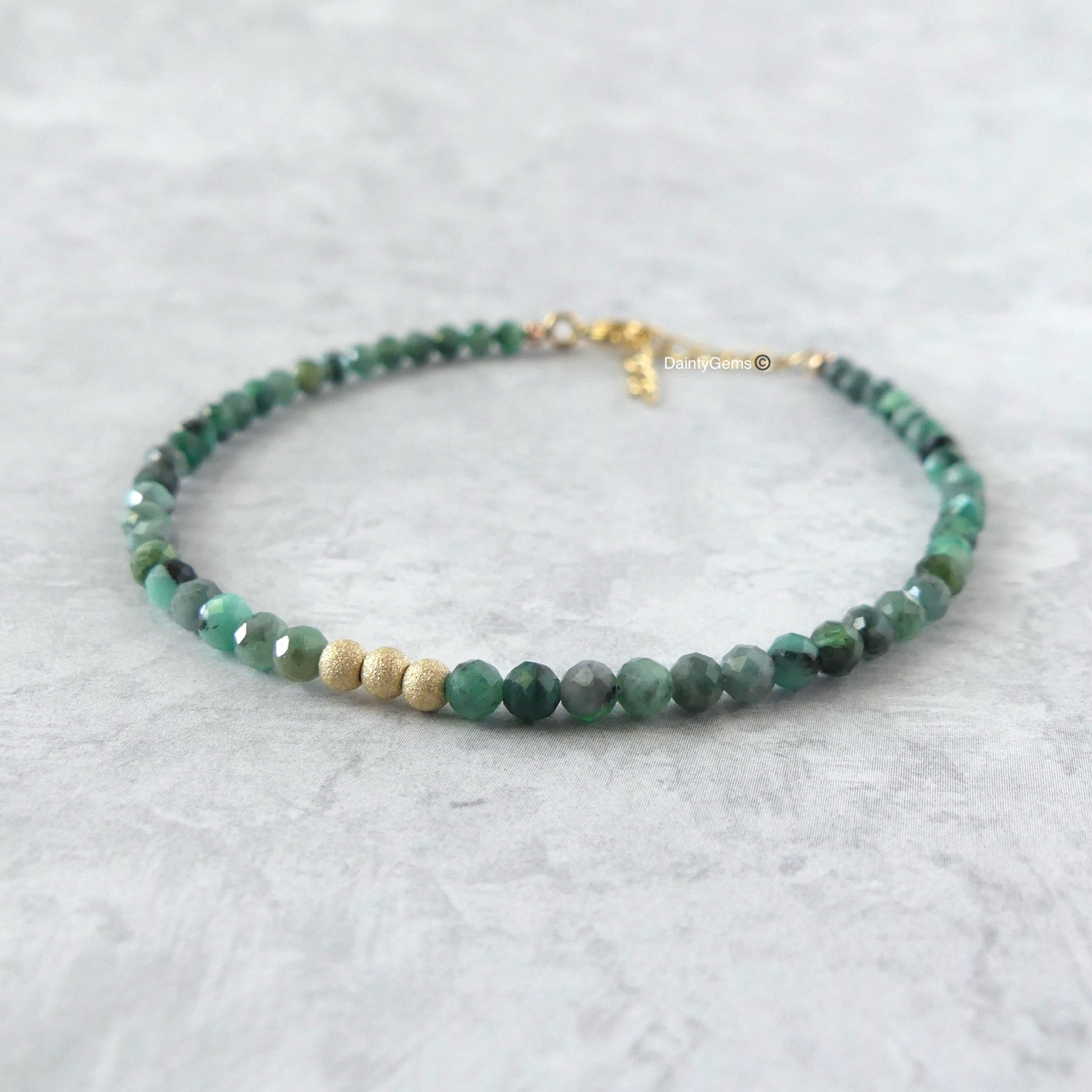 dainty raw emerald bracelet May birthstone meaningful jewelry gift unique handcrafted