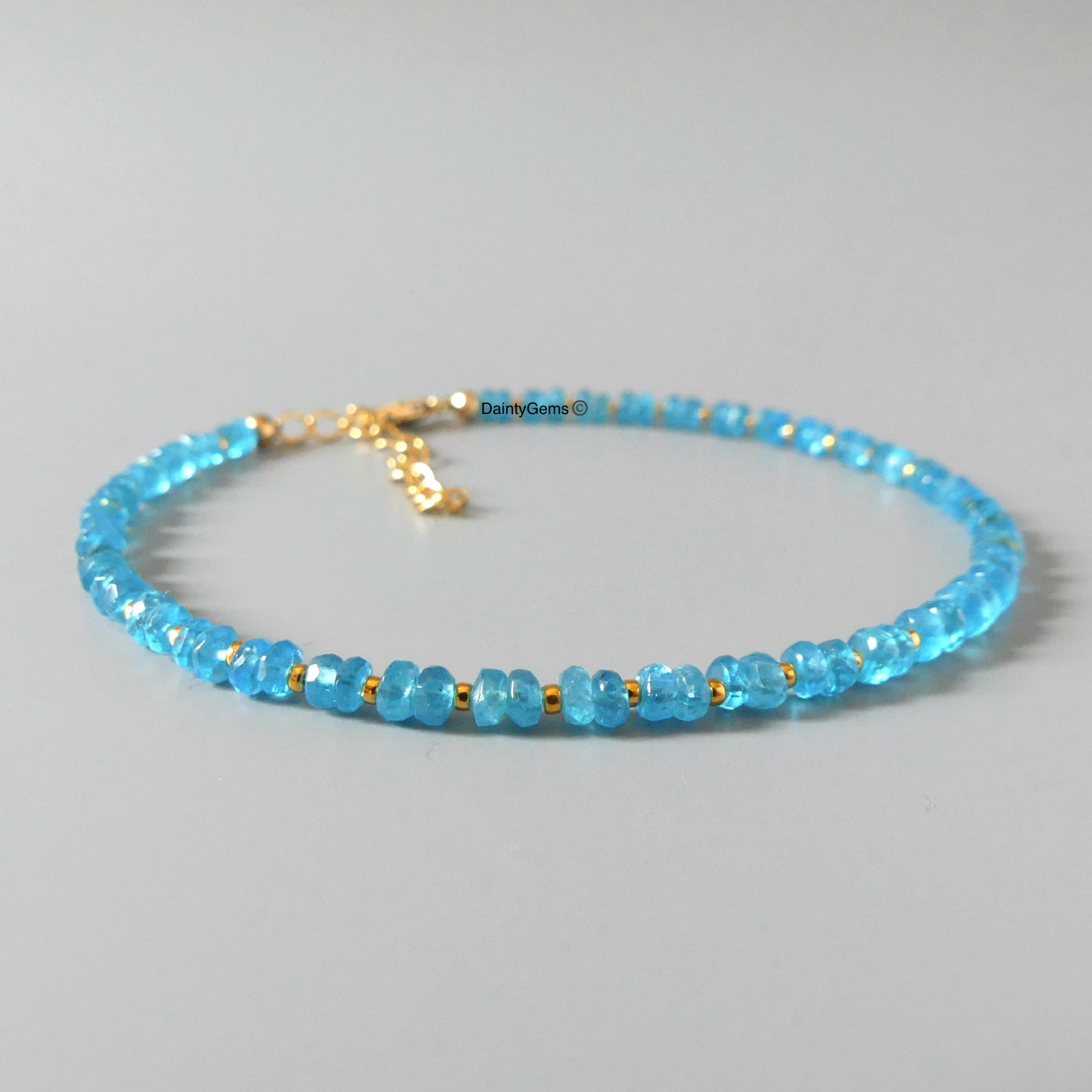 Zambia apatite neon blue dainty bracelet