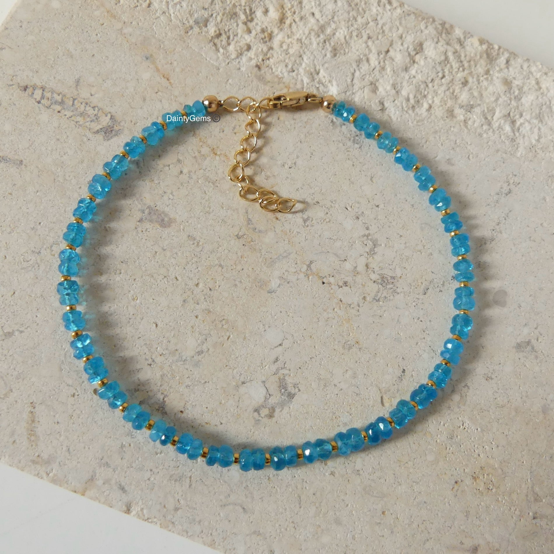 delicate Zambia apatite beaded bracelet