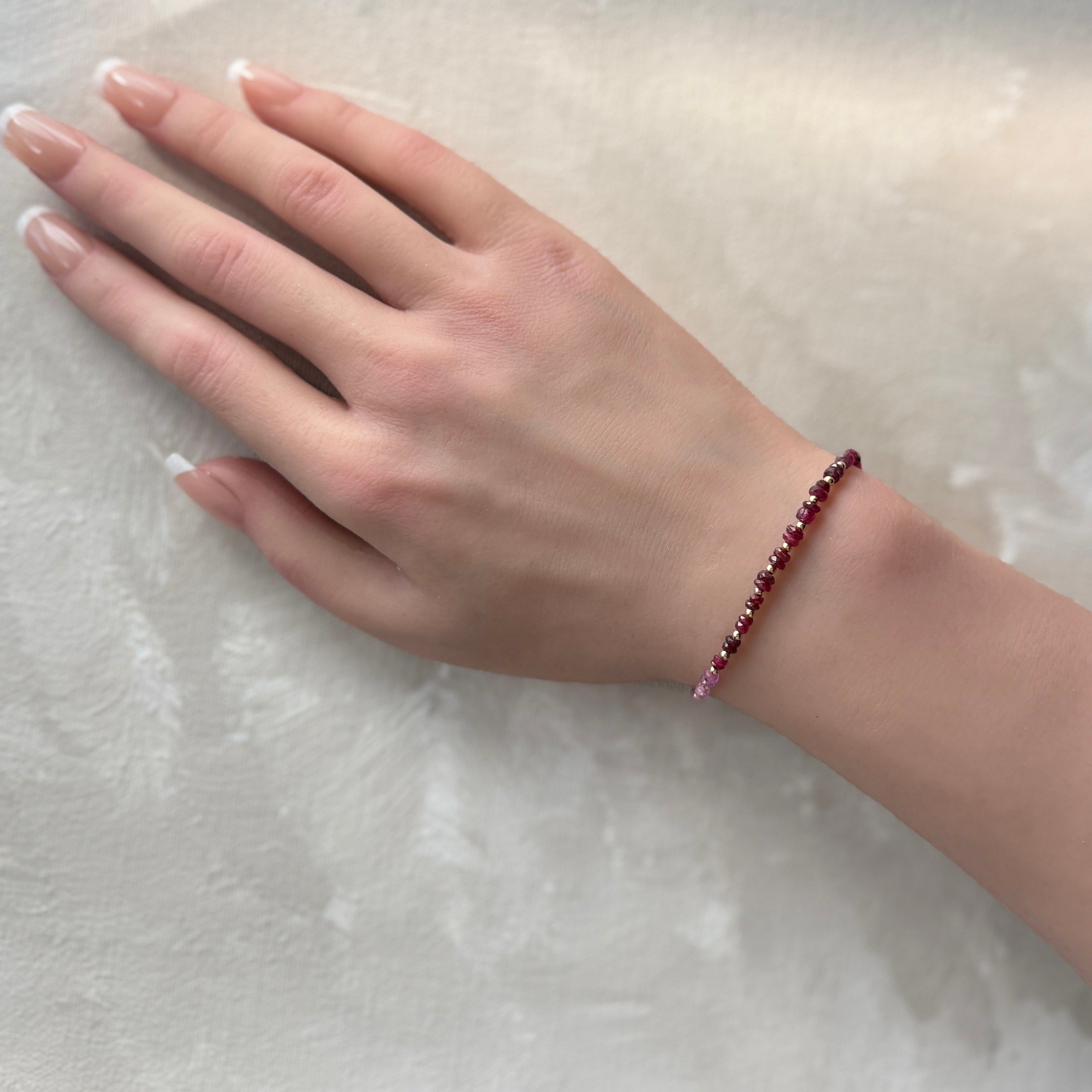 dainty ombre ruby bracelet July birthstone jewelry unique gift meaningful handmade