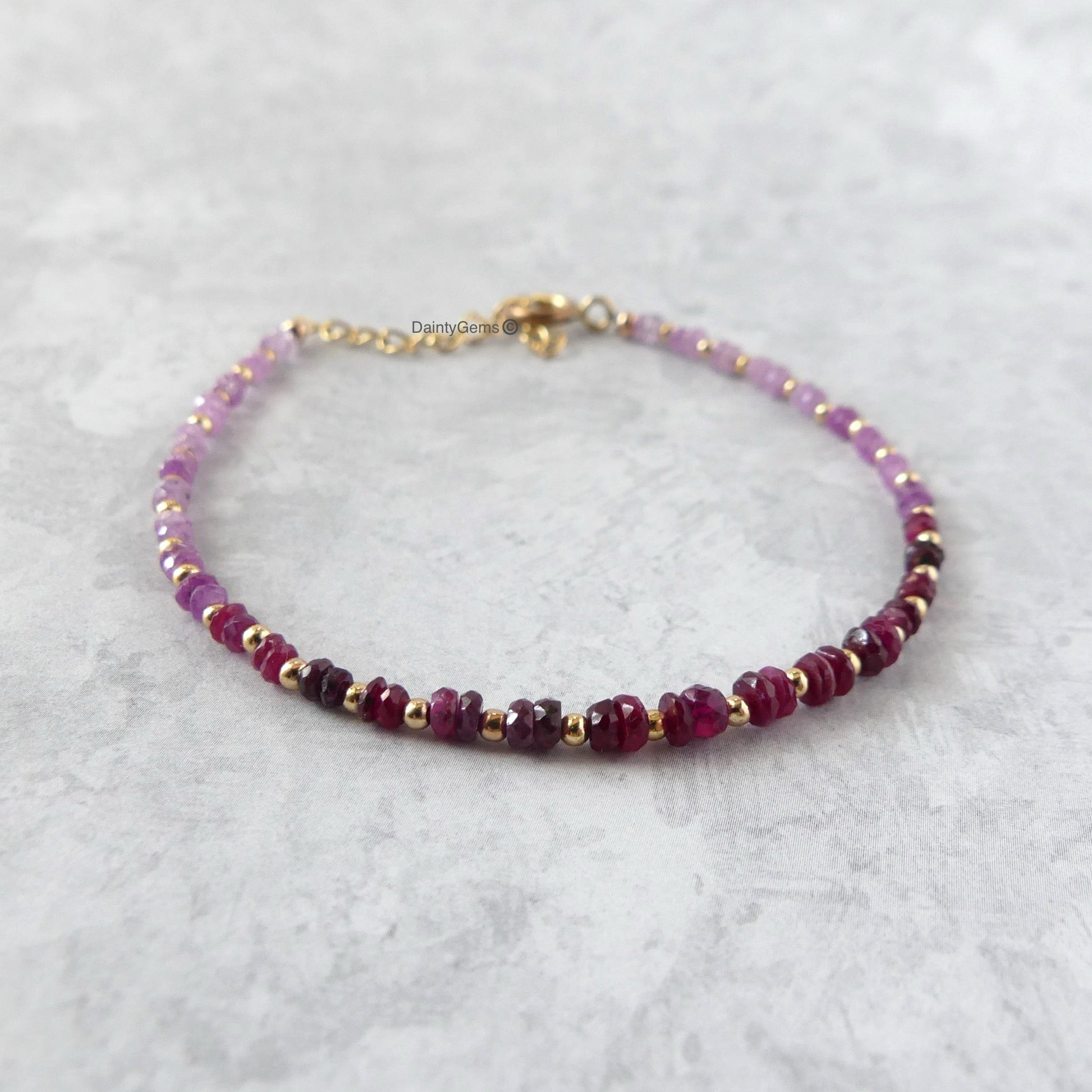 dainty ombre ruby bracelet July birthstone jewelry unique gift meaningful handmade