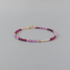 Tiny Ombre Ruby Bracelet Dainty Gold Filled Bead Bracelet Minimalist July Birthstone Bracelet Stacking Birthday Gift 40th Anniversary