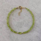 delicate peridot beaded bracelet with peridot gem August birthstone jewelry gift