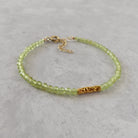 dainty peridot bar bracelet gold vermeil or sterling silver August birthstone jewelry gift