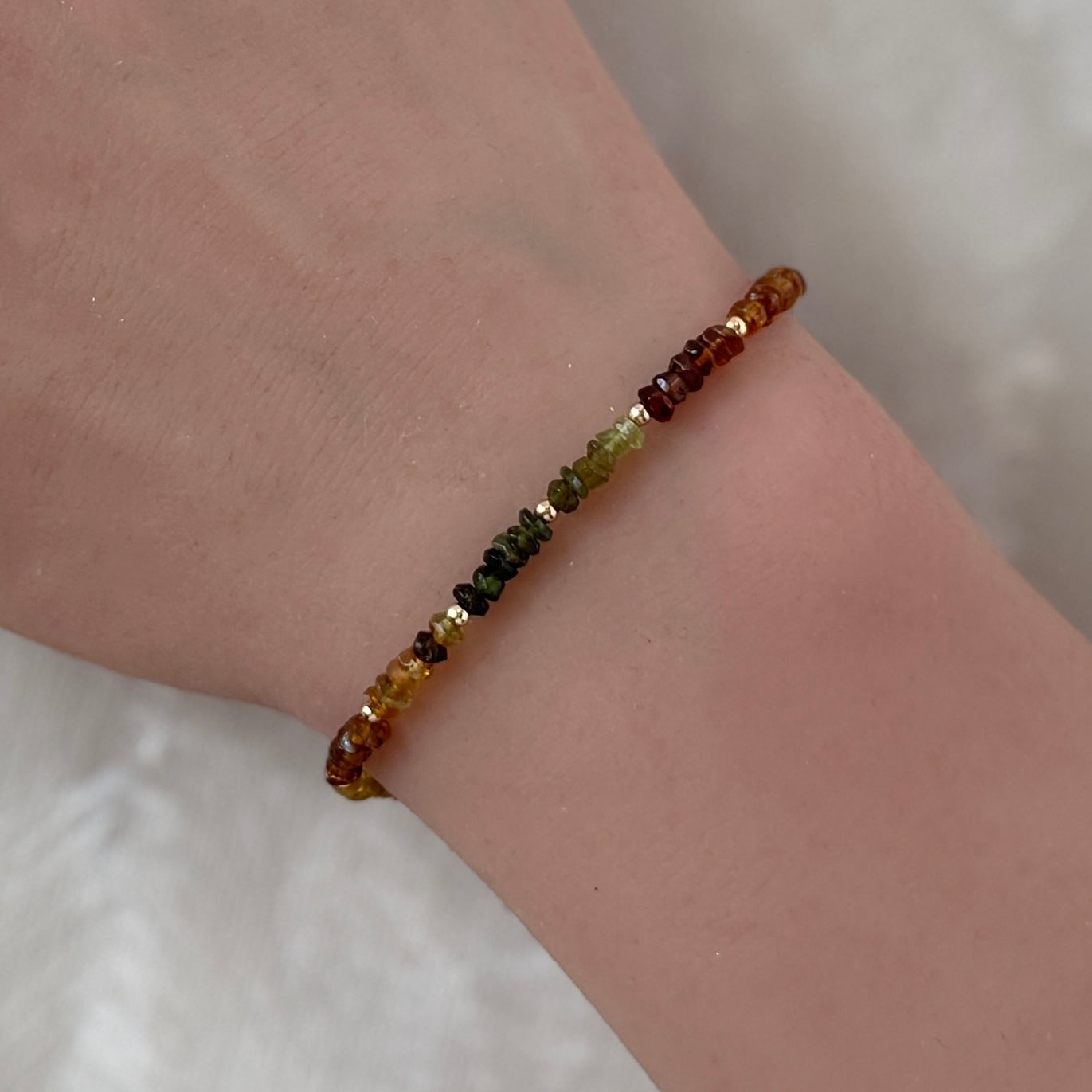 dainty petro tourmaline beaded bracelet October birthstone meaningful jewelry gift