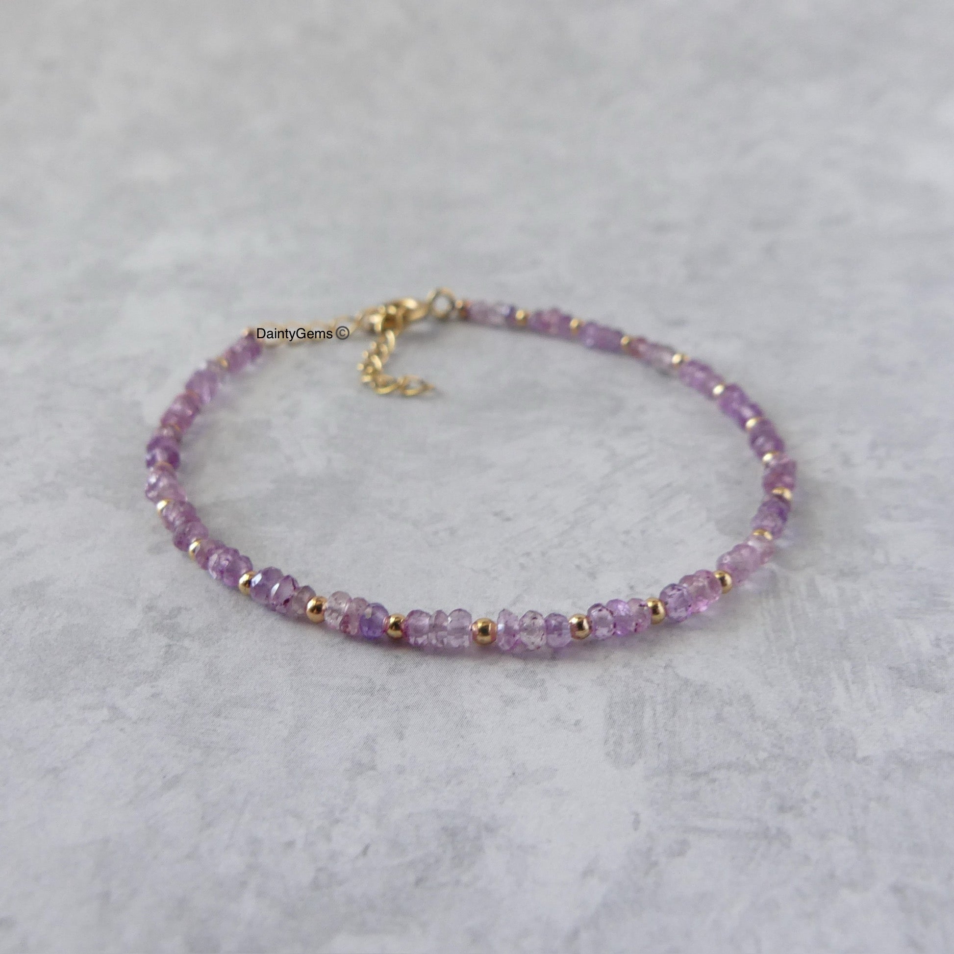 dainty pink amethyst bracelet