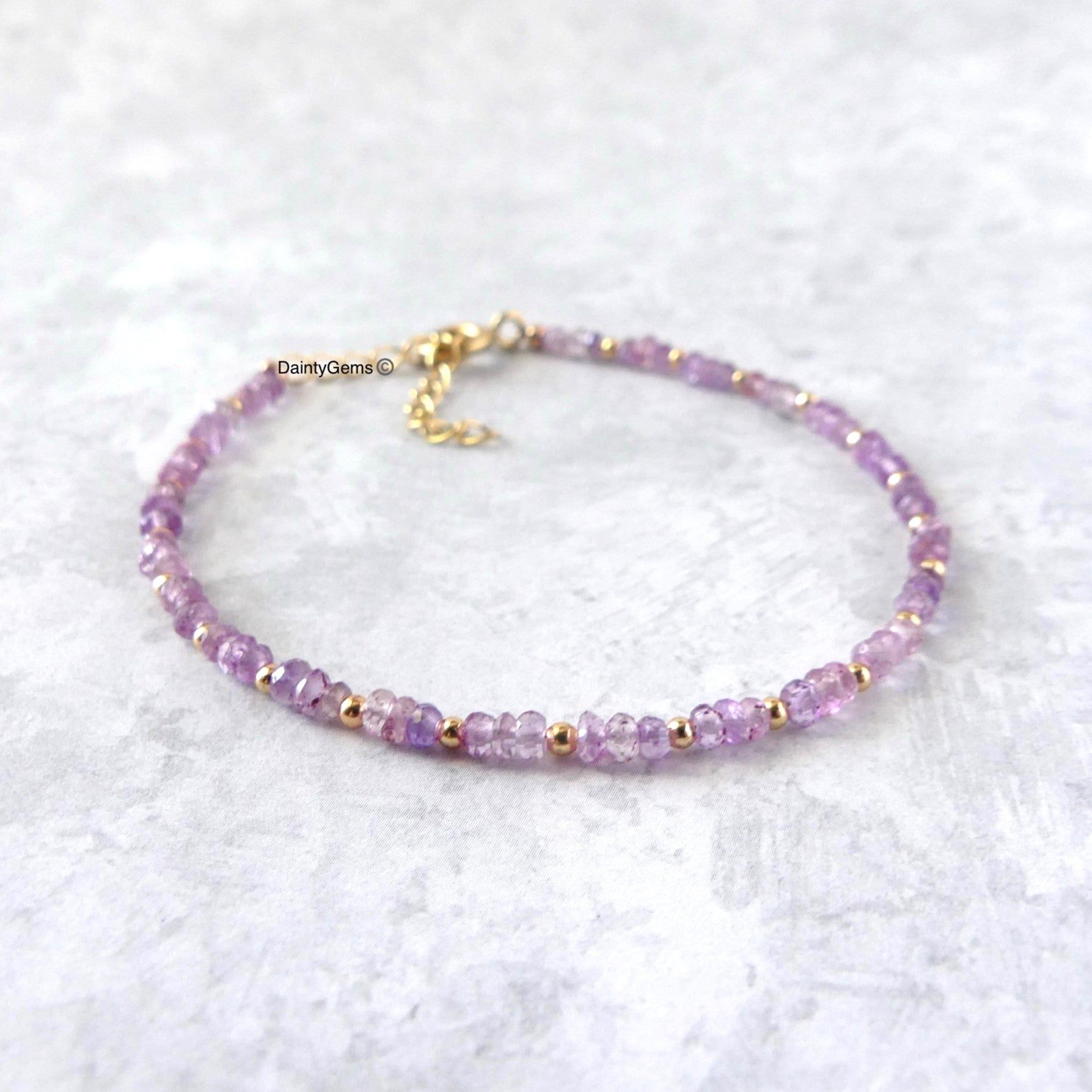 dainty pink amethyst bracelet