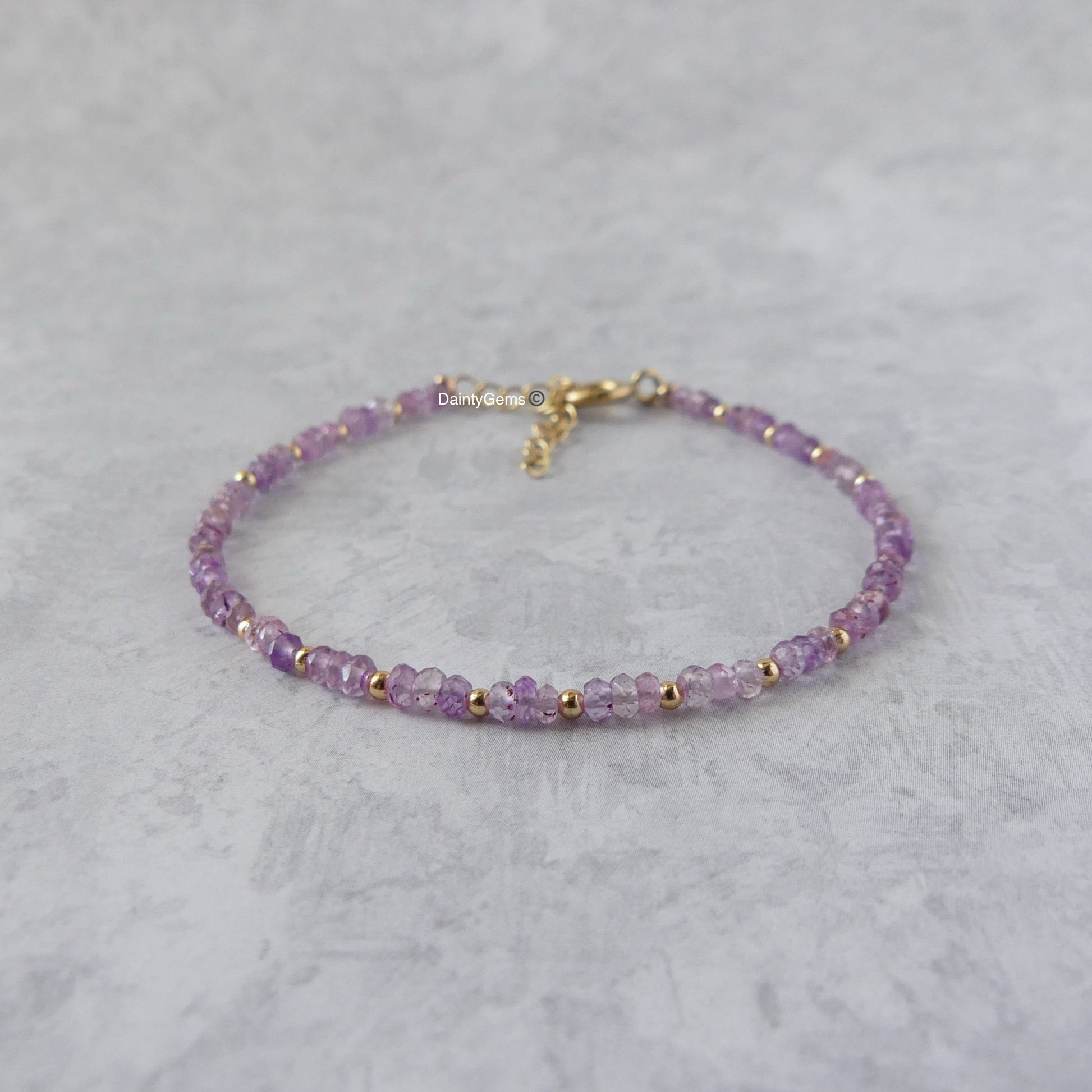 dainty pink amethyst bracelet