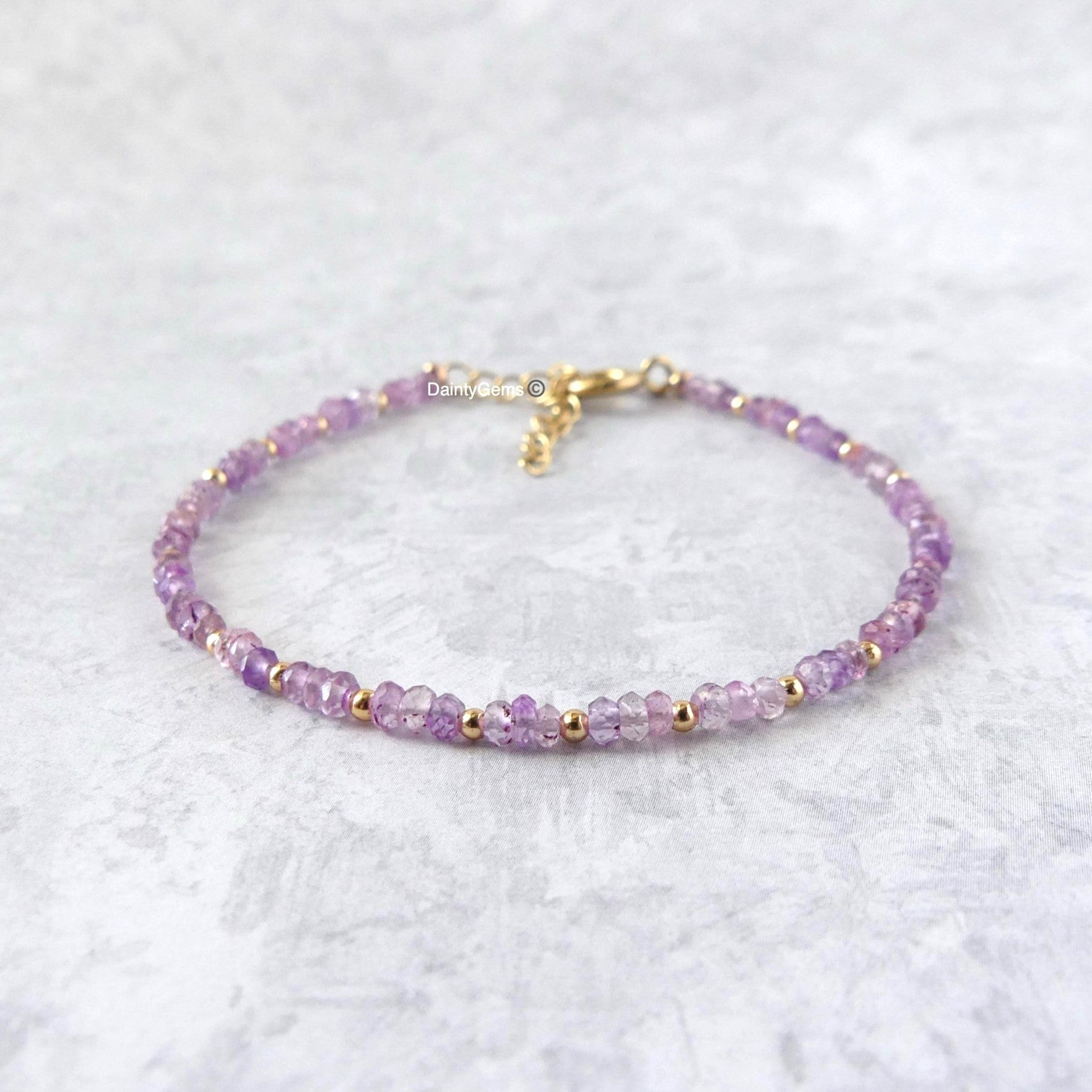 dainty pink amethyst bracelet