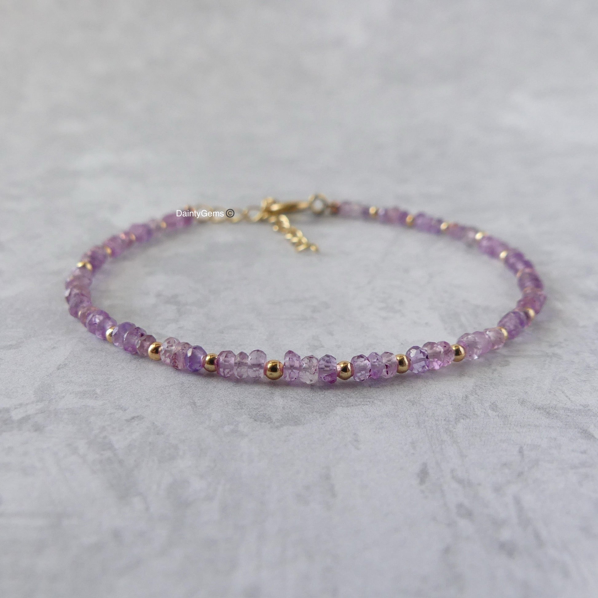 dainty pink amethyst bracelet