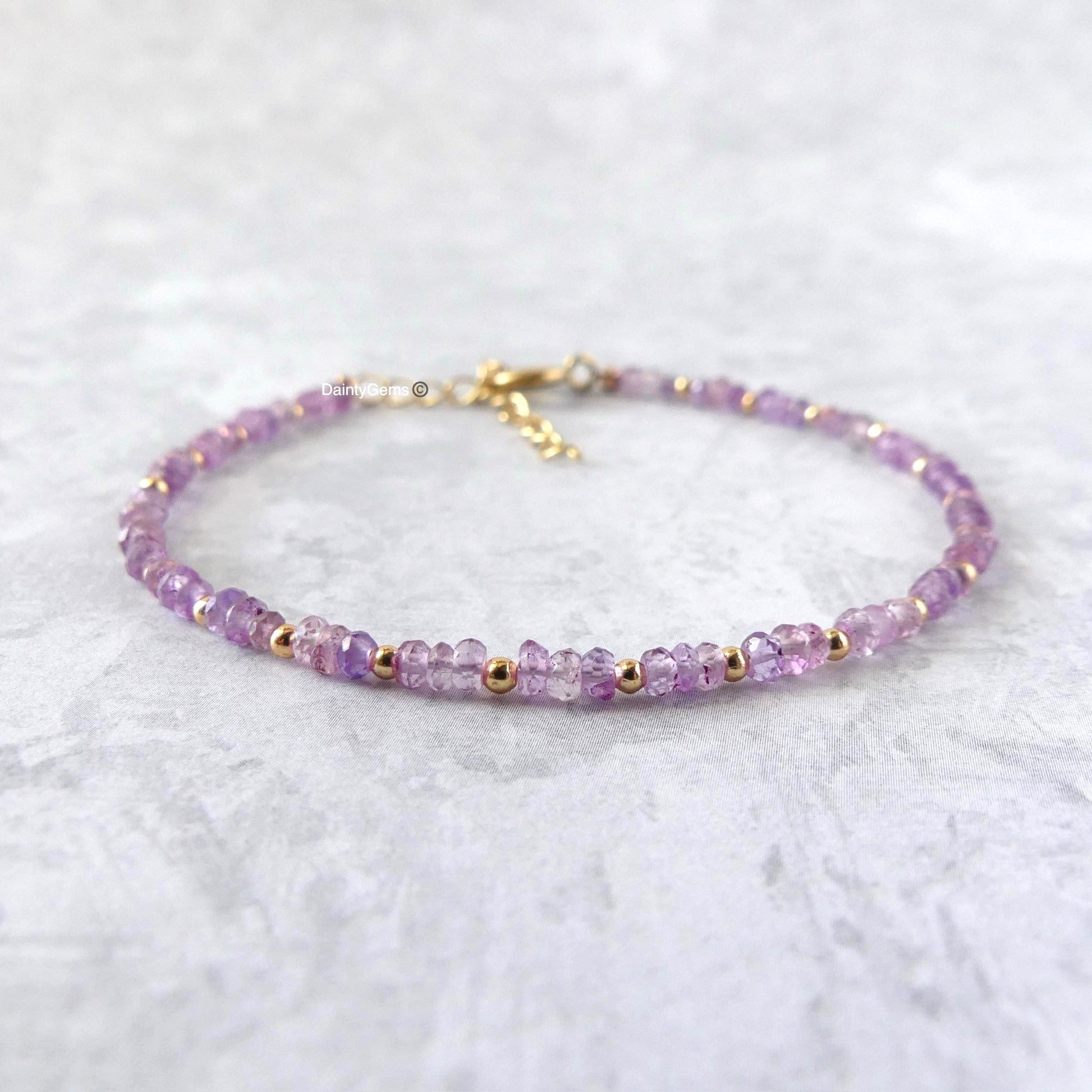 dainty pink amethyst bracelet