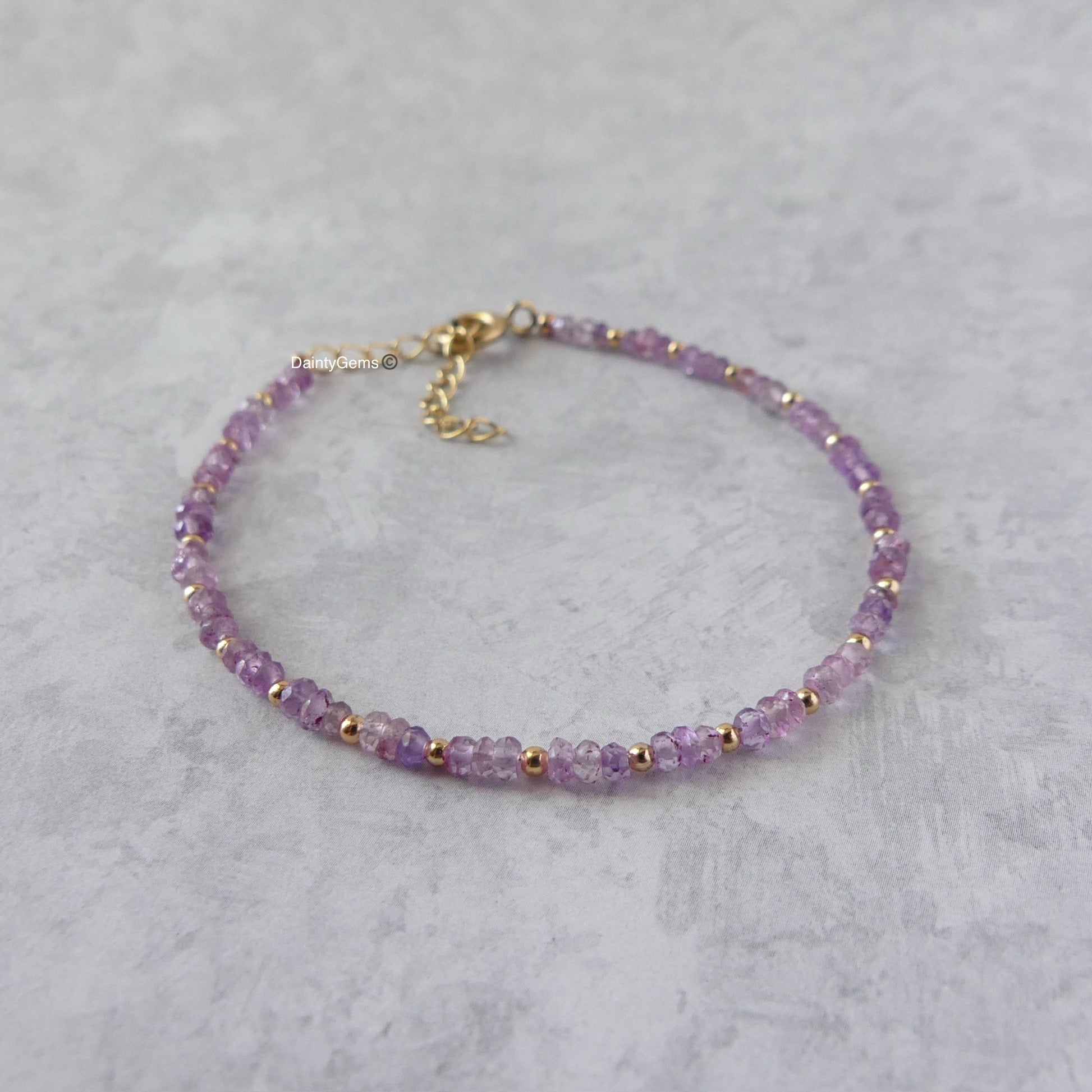 dainty pink amethyst bracelet