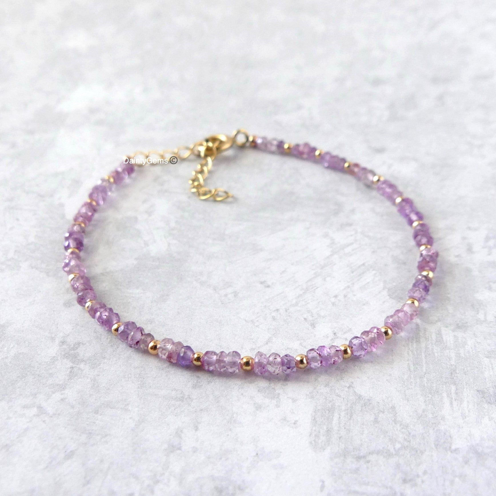 dainty pink amethyst bracelet