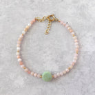 rare Peruvian green and pink opal bracelet pastel beaded jewelry meaningful gift October birthstone