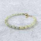 dainty yellow green prehnite bracelet ombre meaningful jewelry gift unique handcrafted