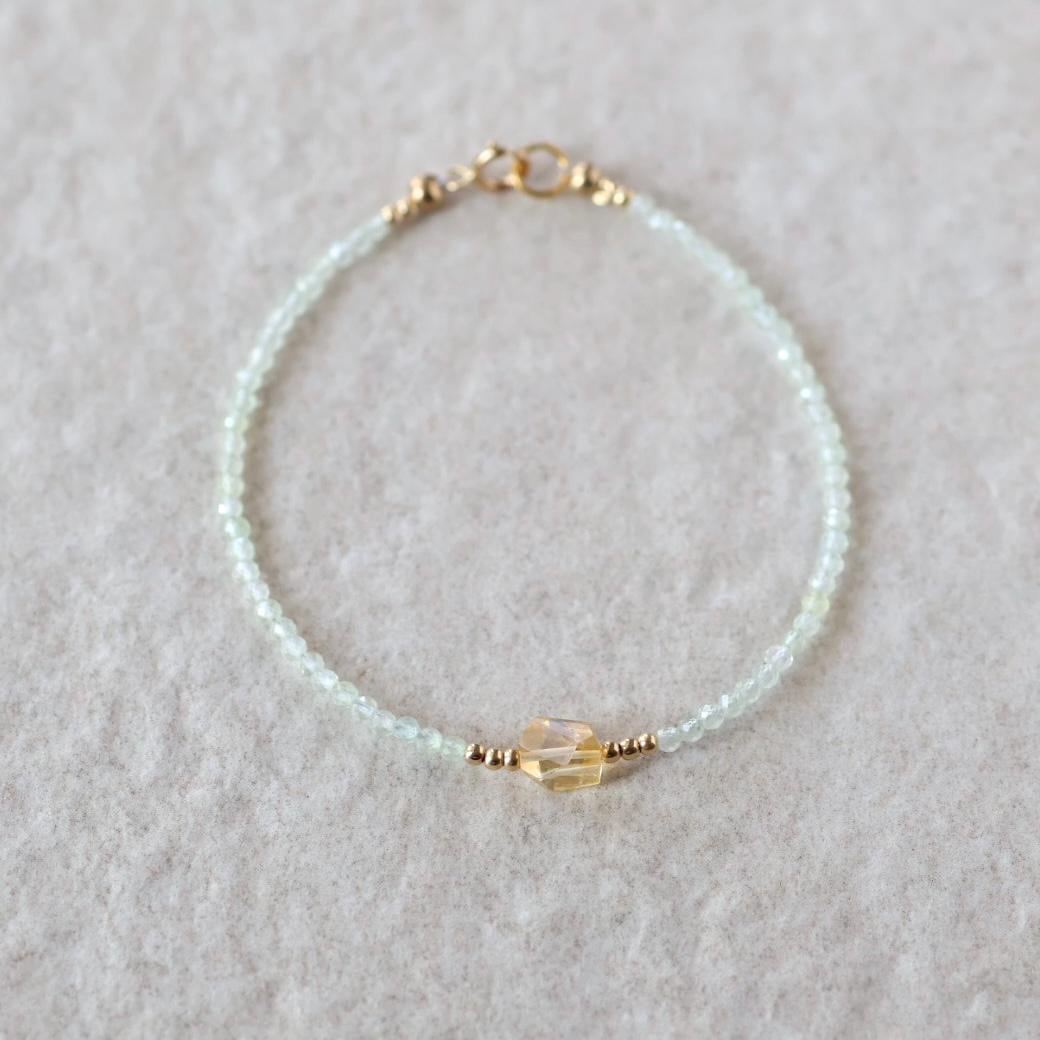 Tiny Prehnite Bracelet Dainty Citrine Gemstone Beaded Bracelet Green Healing Crystal Jewelry Minimalist Birthday Gift for Women Wife